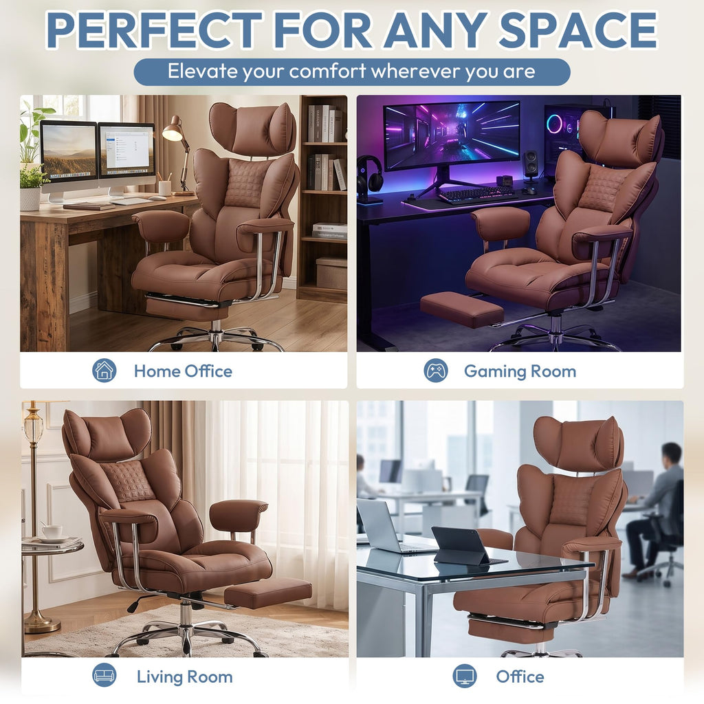 Brown Ergonomic Executive Office Chair with Footrest E736