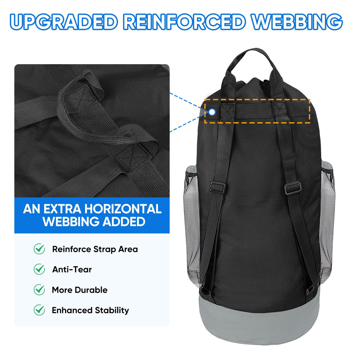 120L Oxford Laundry Bag Backpack with Shoulder Straps M479