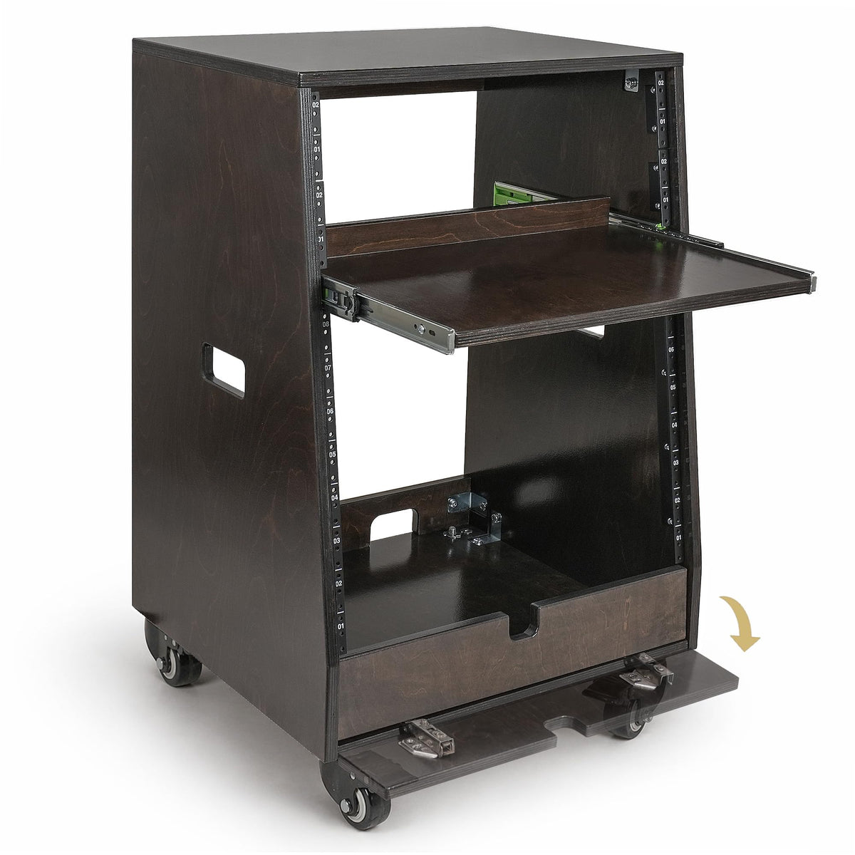 12U Studio Rack with Slide-Out Tray and Casters A655551