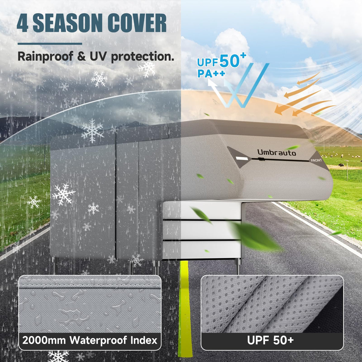 7-Layer Anti-Tear Truck Camper Cover with Gutter Cover J749959