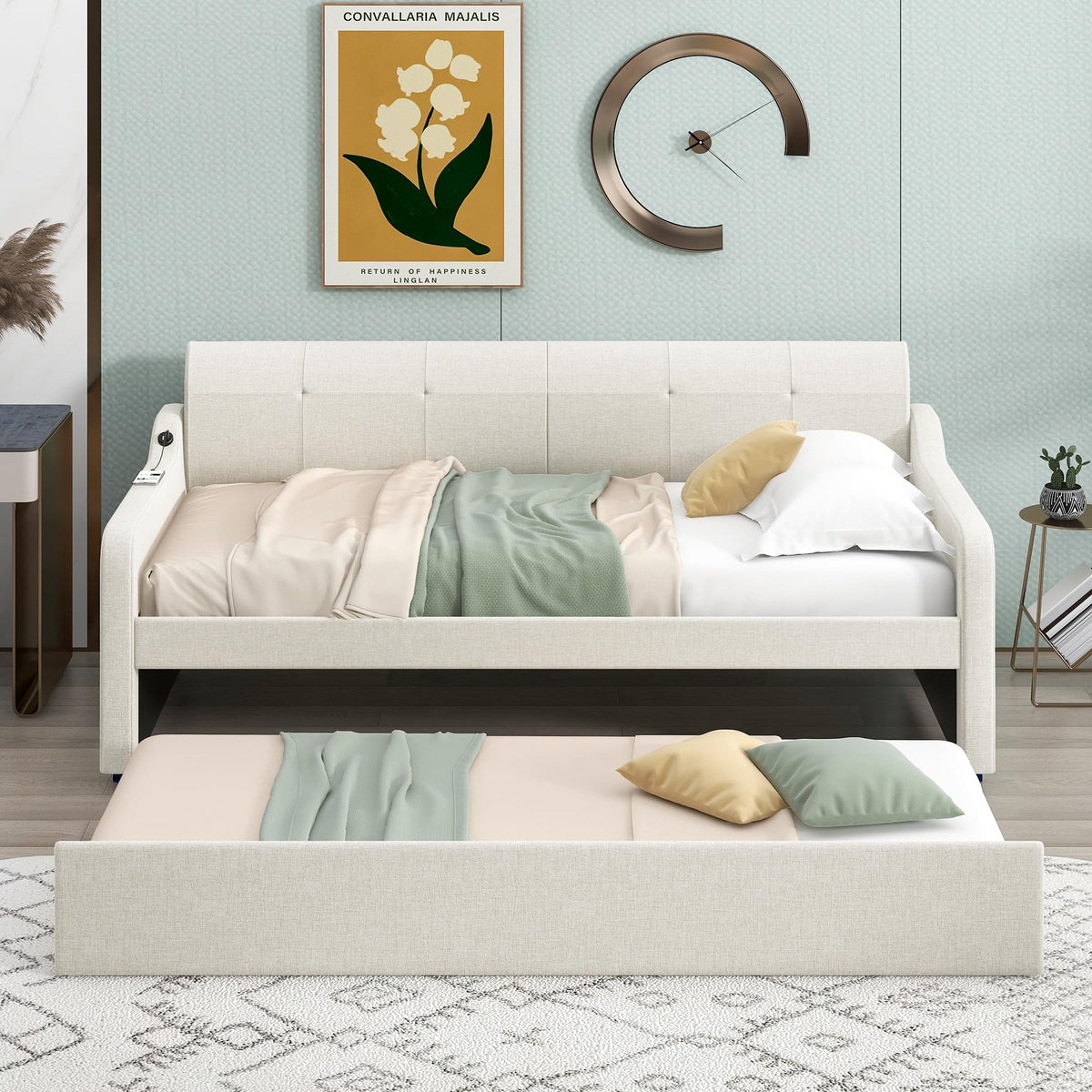 Twin Size Upholstered Daybed with Trundle G6985