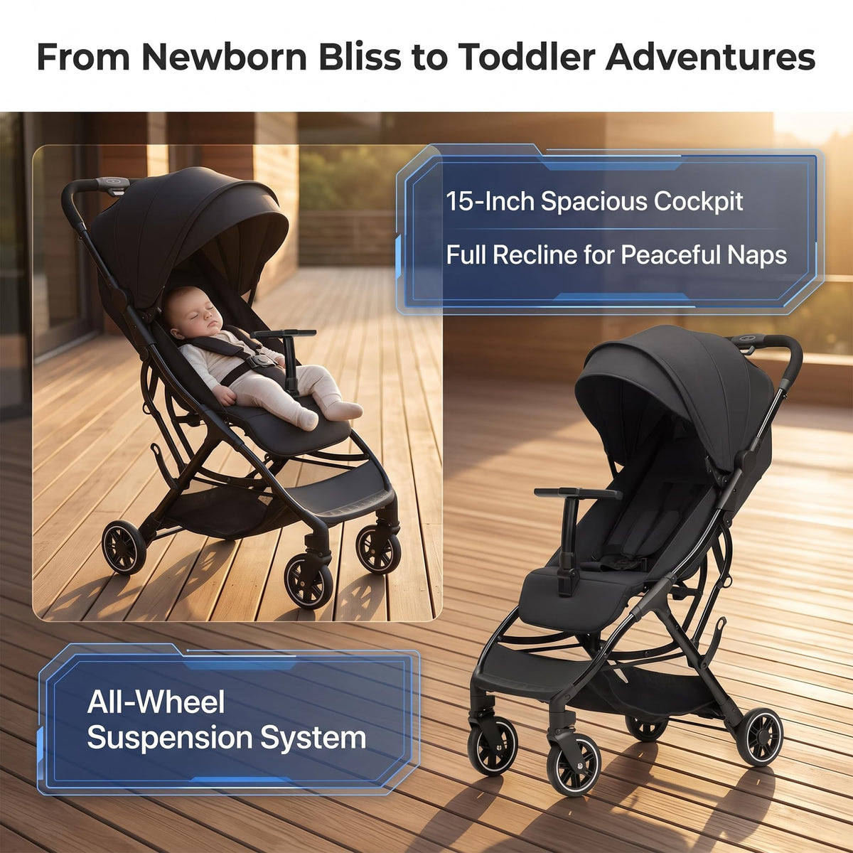Portable Lightweight Umbrella Stroller with Sun Canopy M24030