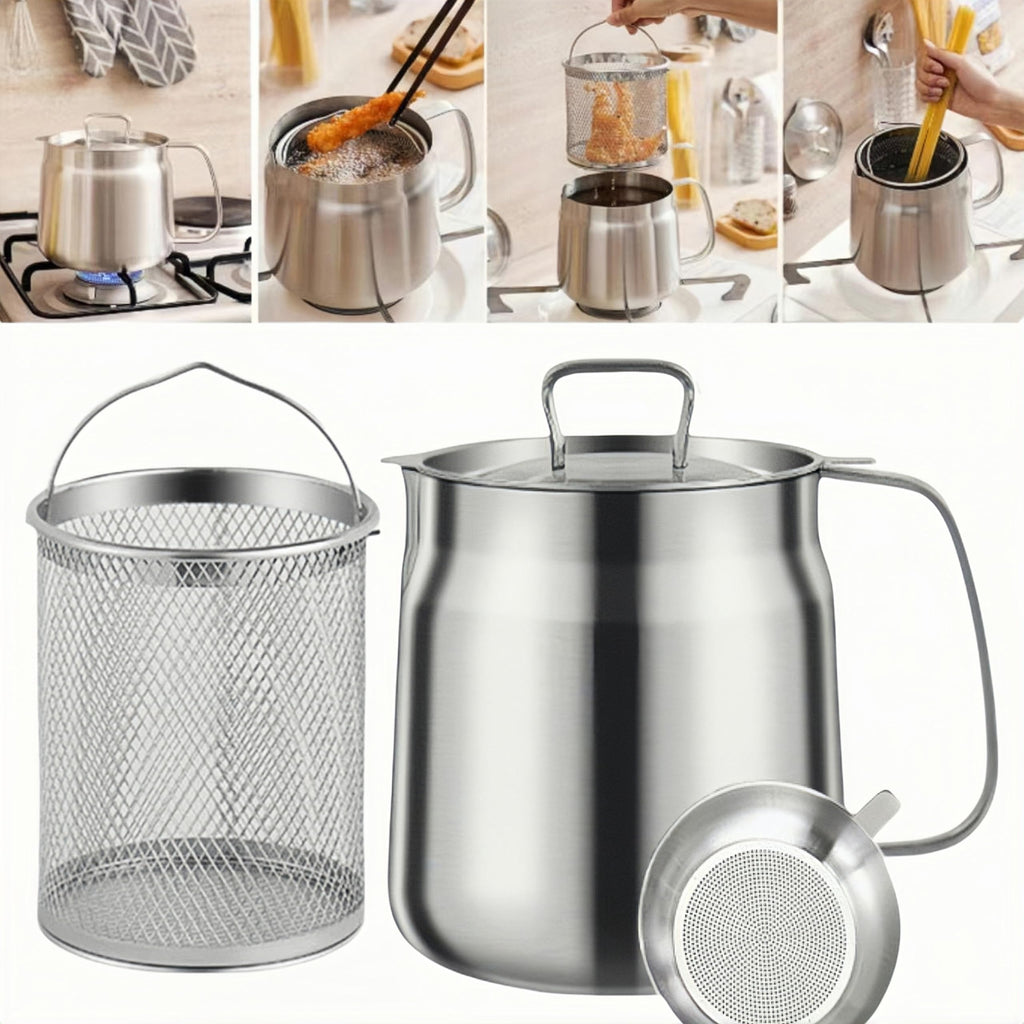 68oz 304 Stainless Steel Deep Fryer Pot with Basket B107