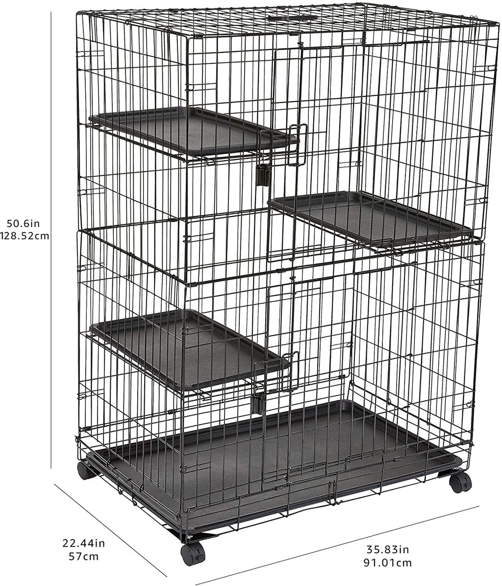 Large 3-Tier Cat Cage Playpen with Removable Tray, Black H453469