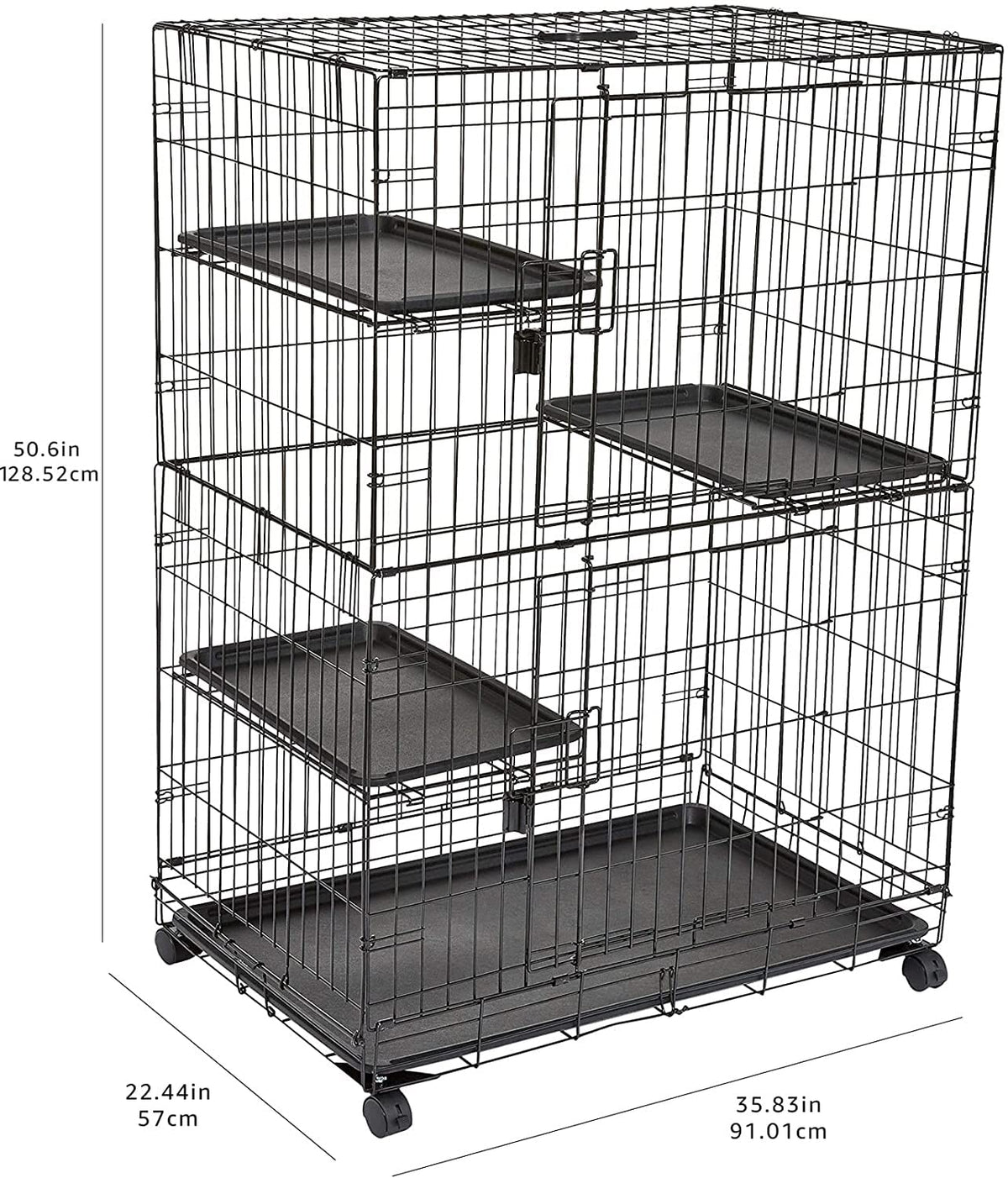 Large 3-Tier Cat Cage Playpen with Removable Tray, Black H453469