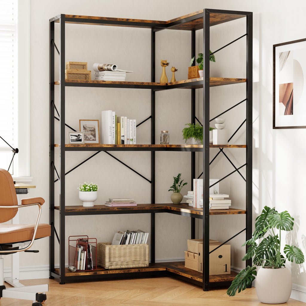 5 Tier L Shaped Corner Bookshelf X6537