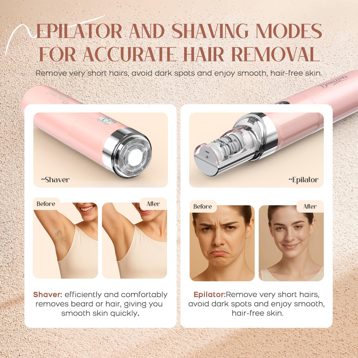 2-in-1 USB Rechargeable Electric Facial Hair Remover with LED Light X672676