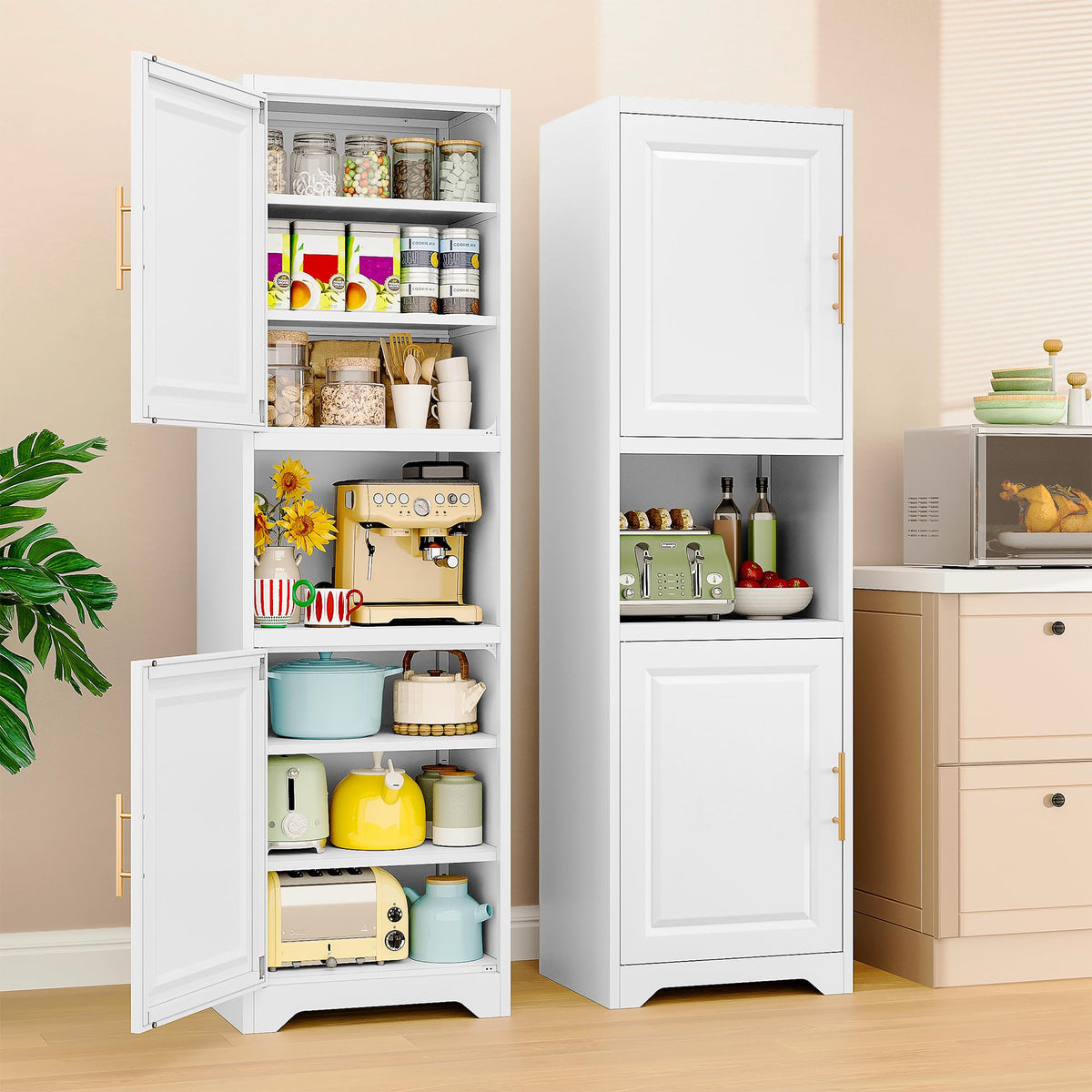 67" Tall Narrow White Metal Bathroom Storage Cabinet W1063