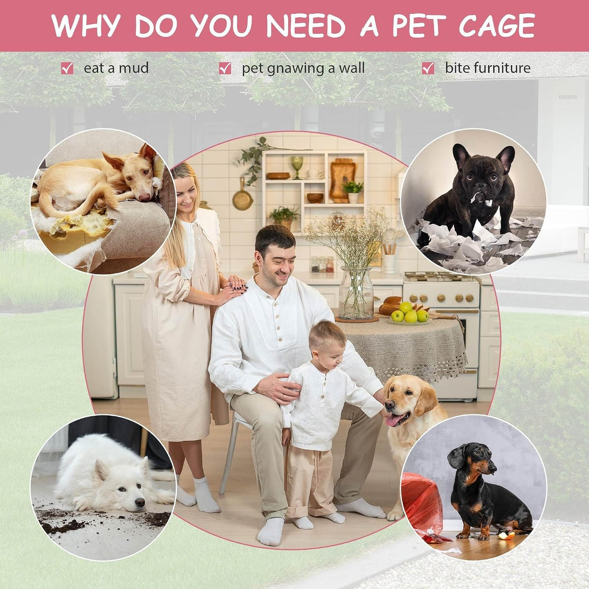 48 Inch Extra Large Foldable Double-Door Dog Crate with Tray L99557