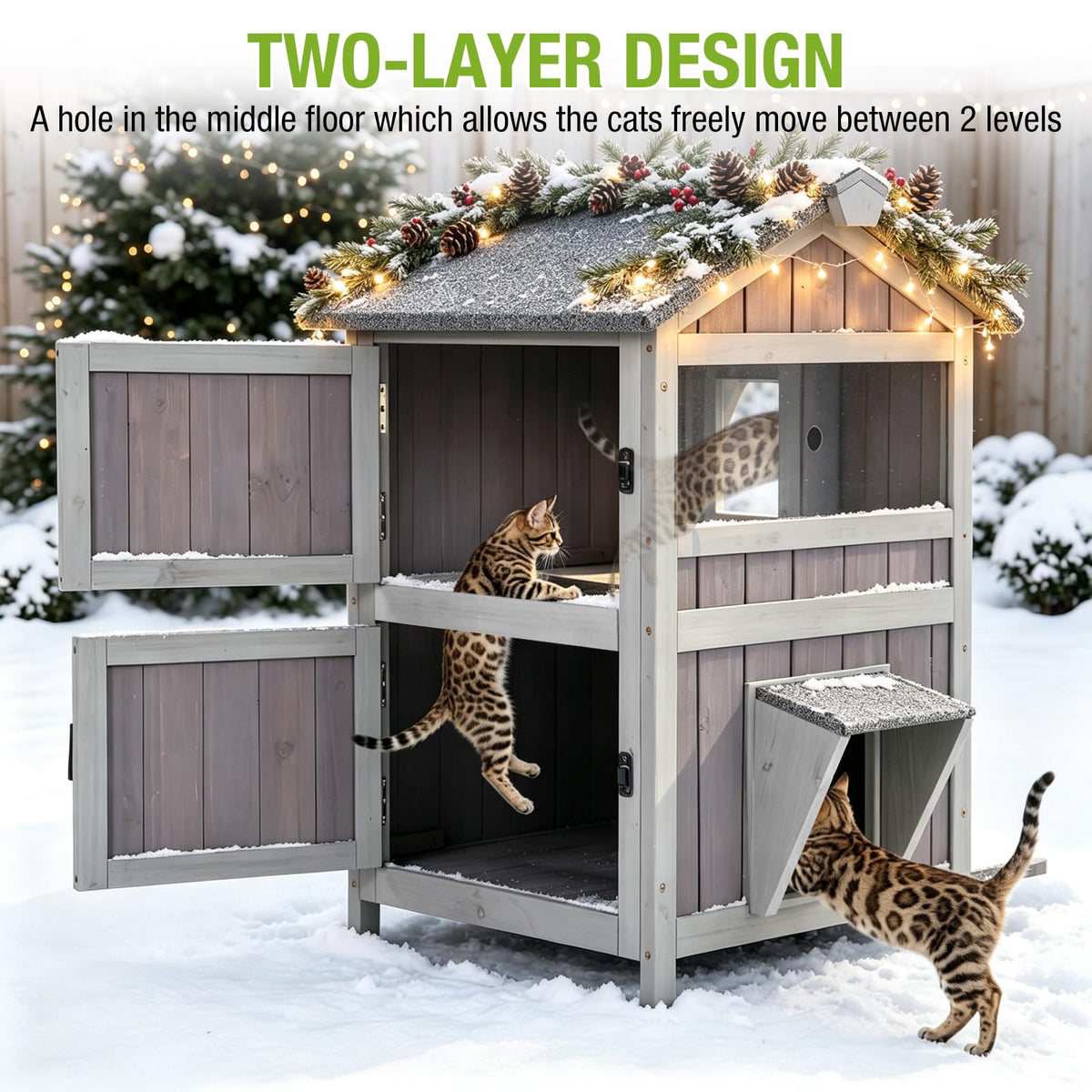 Weatherproof 2 Story Outdoor Cat House R728514