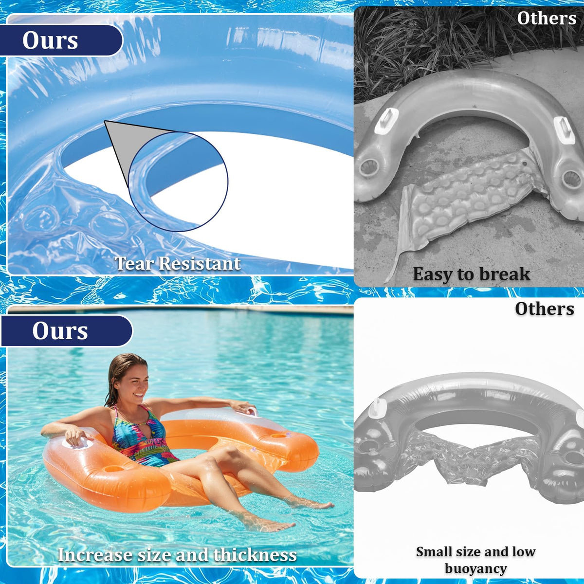 Inflatable Pool Floats 4 Pack with Cup Holders & Handles P627916