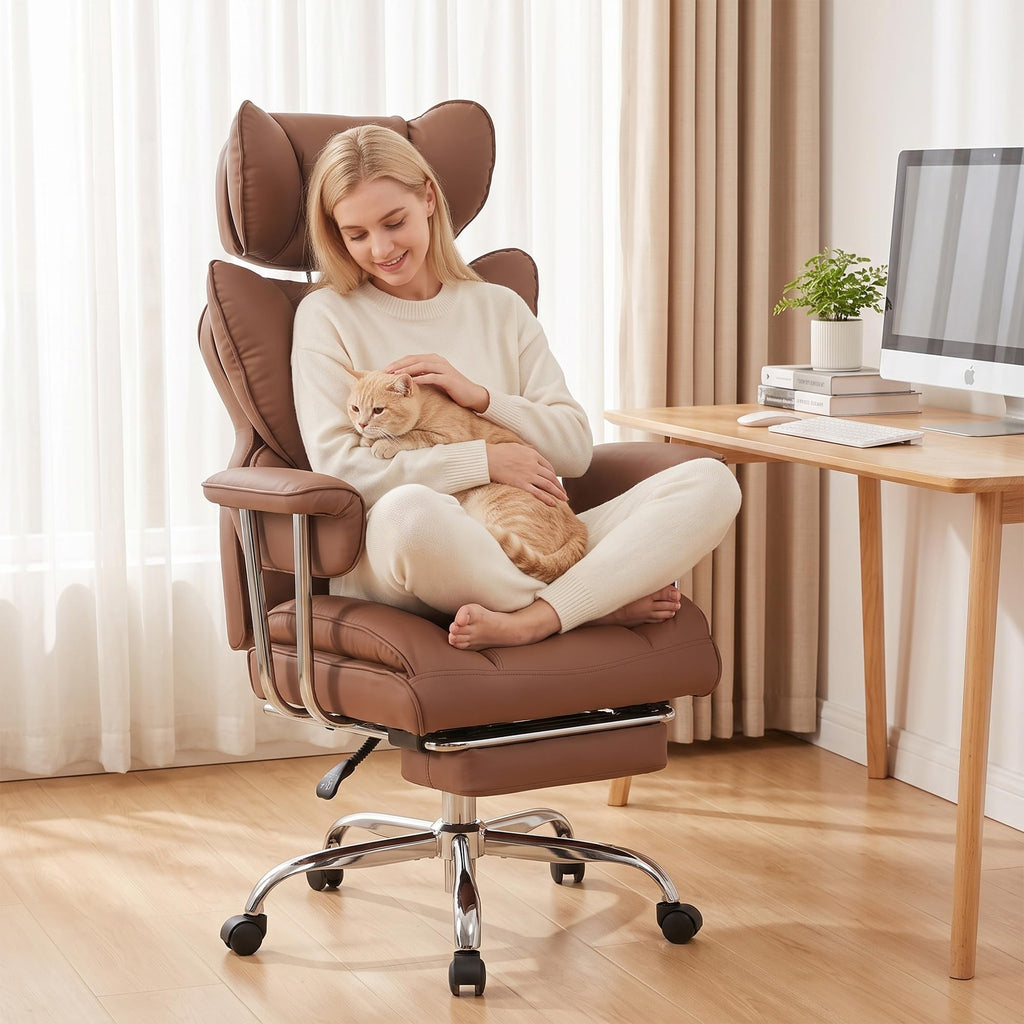 Brown Ergonomic Executive Office Chair with Footrest E736