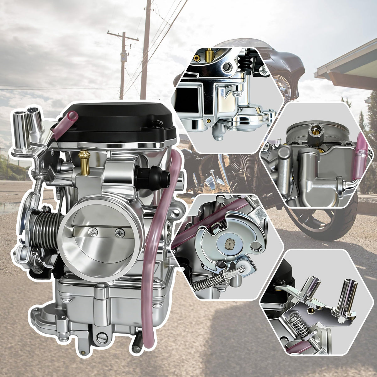 CV40 Carburetor with Choke Cable Replacement V3736