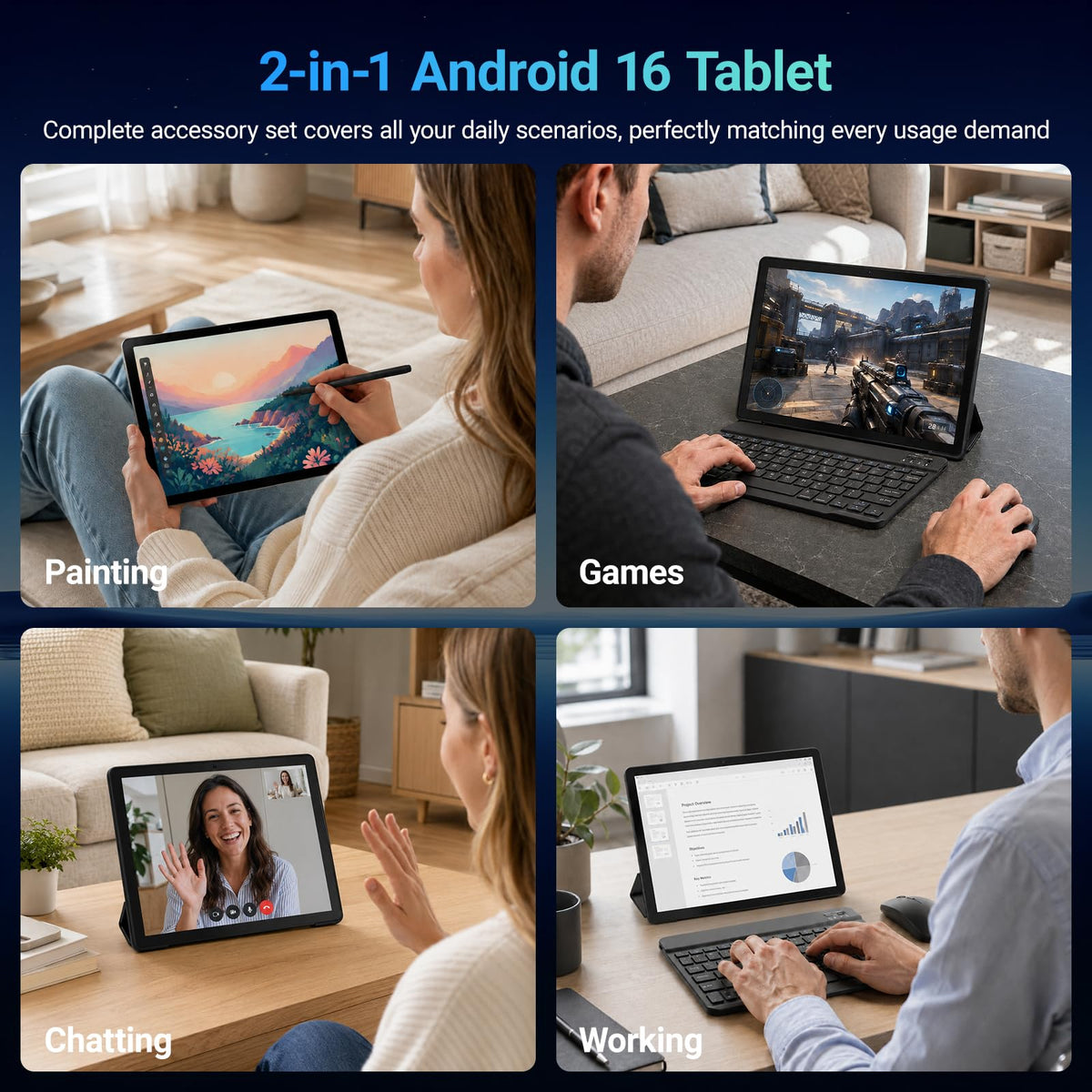 Android 16 Tablet with Keyboard F95876