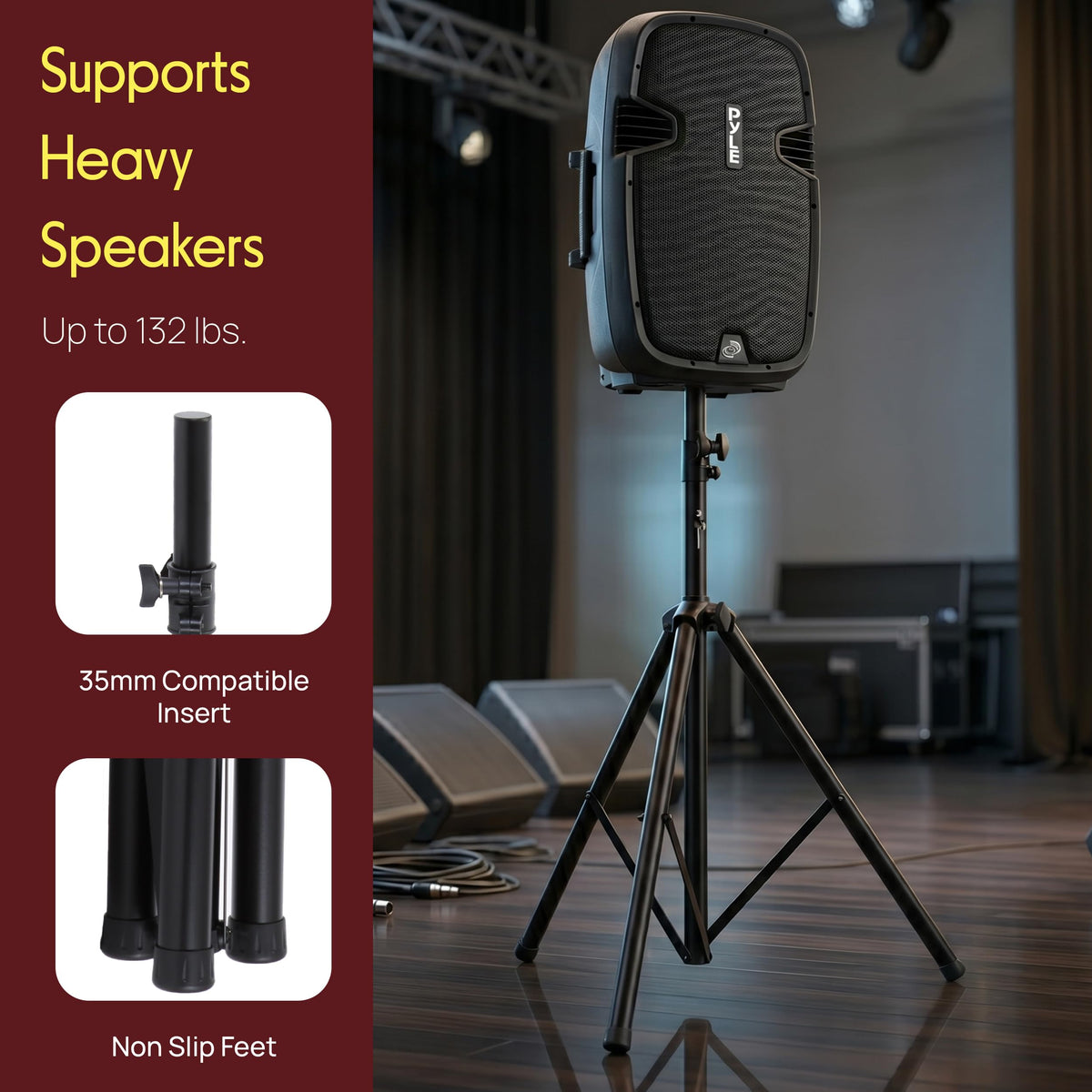 Black Dual Speaker Stand Kit with Storage Bag H935