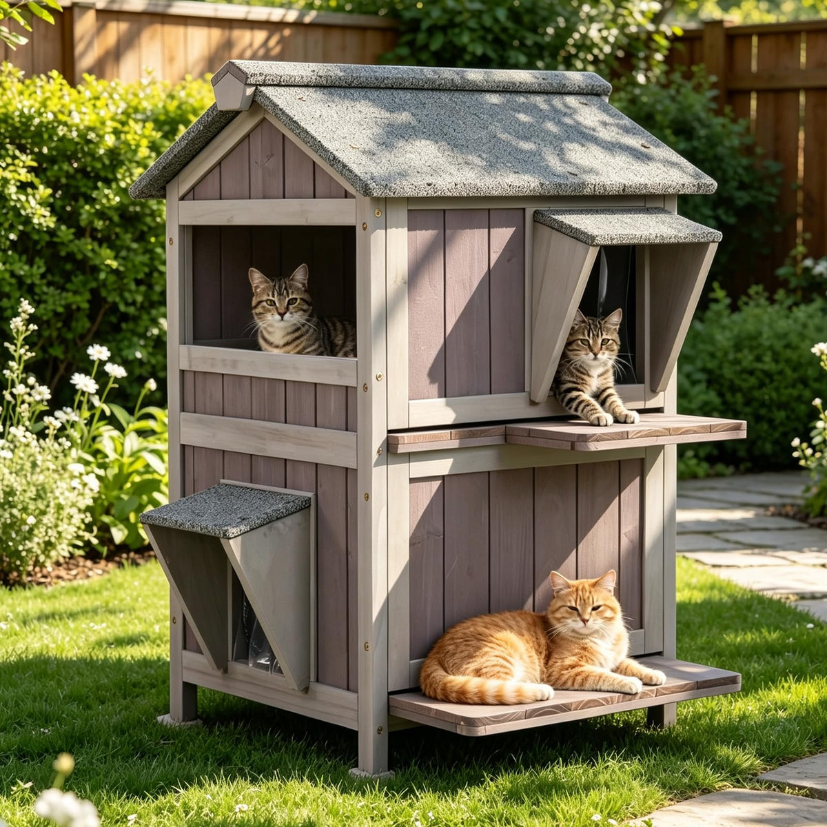 Weatherproof 2 Story Outdoor Cat House R728514