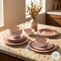 12 Pcs Light Pink Melamine Dinnerware Set Y582