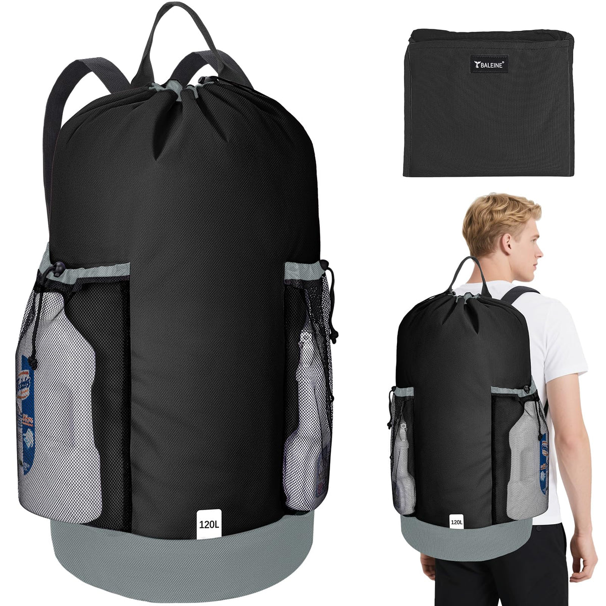 120L Oxford Laundry Bag Backpack with Shoulder Straps M479