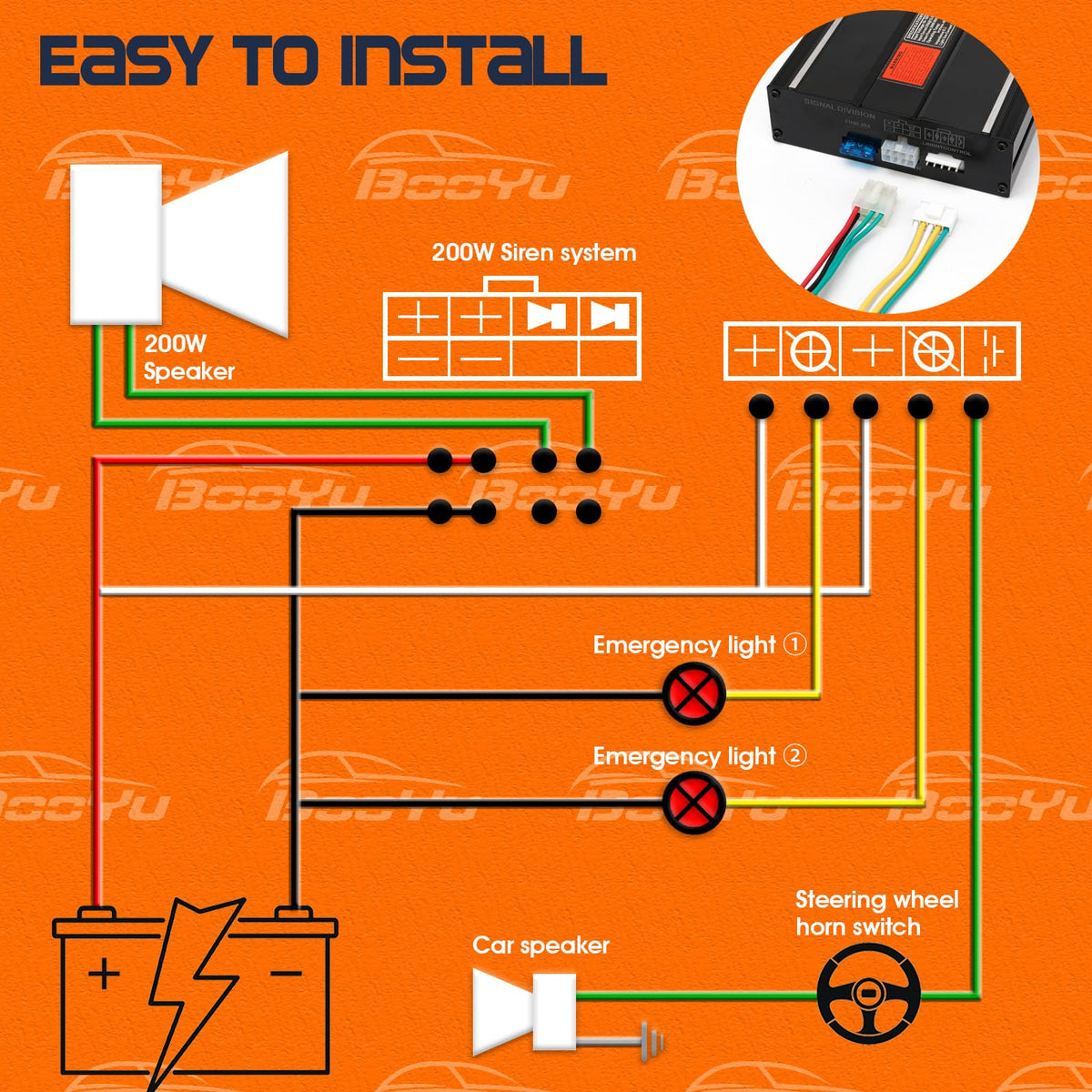 12V 200W 20 Tones Emergency Siren PA System L11718