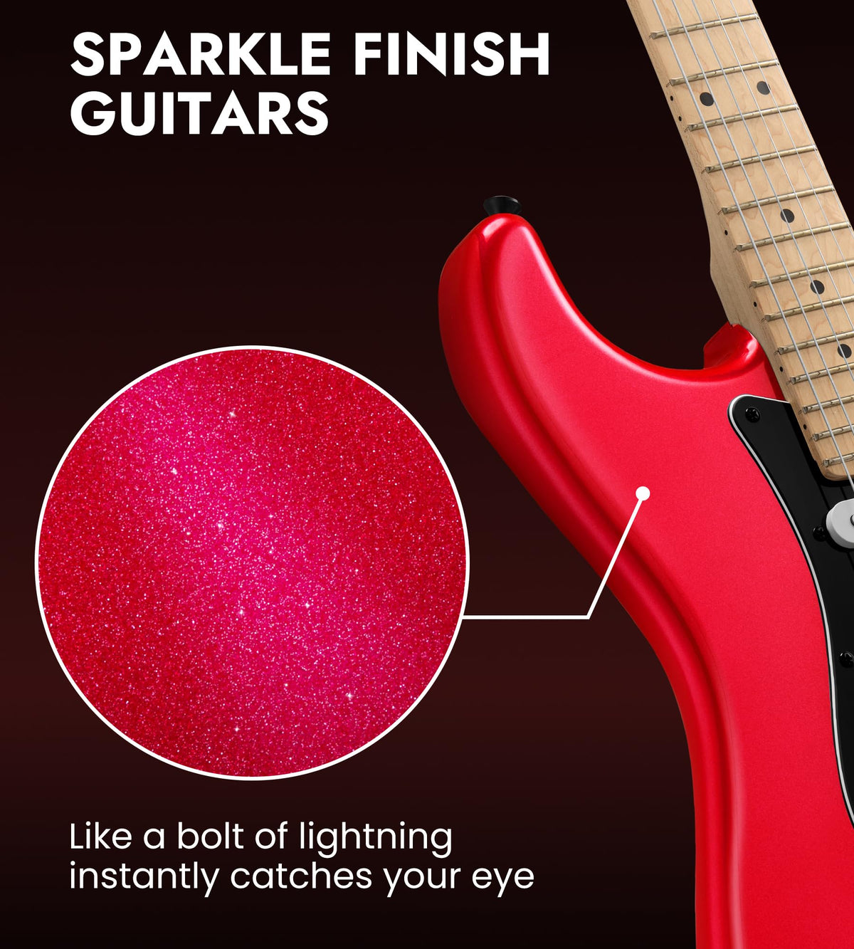 39" Electric Guitar Kit with Amp Sparkle Red Q20396