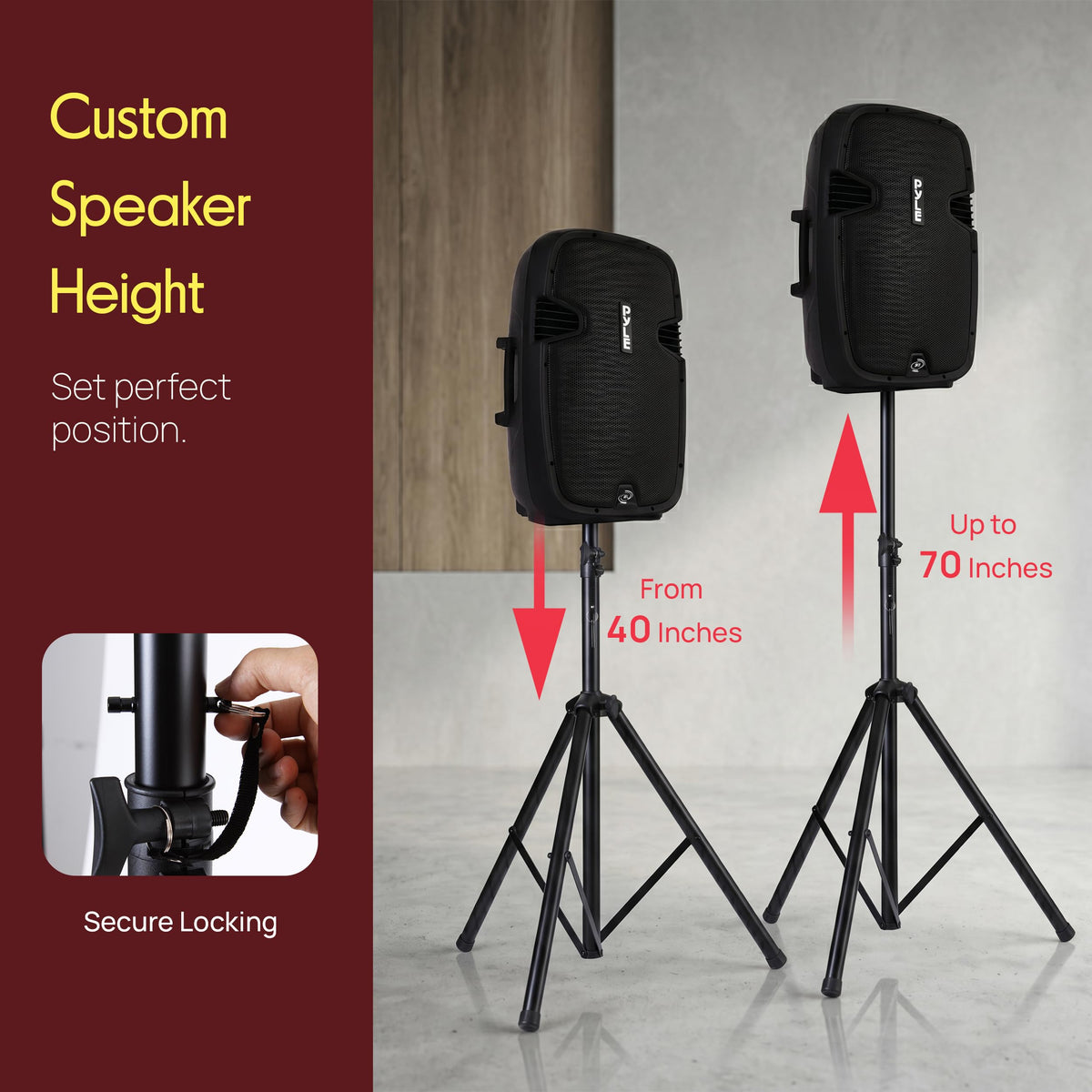 Black Dual Speaker Stand Kit with Storage Bag H935