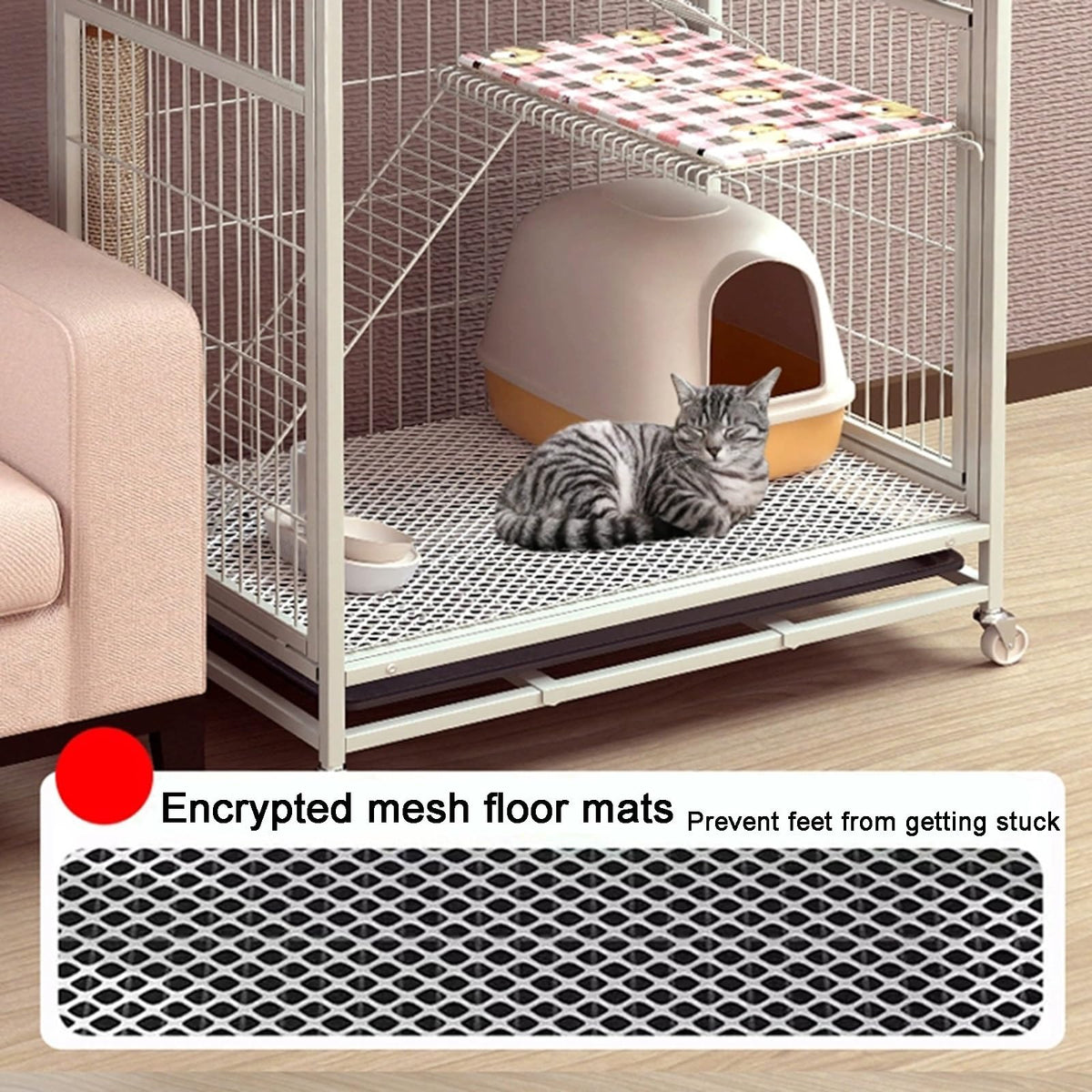 4-Tier Detachable Metal Wire Cat Cage with Hammock Y5110