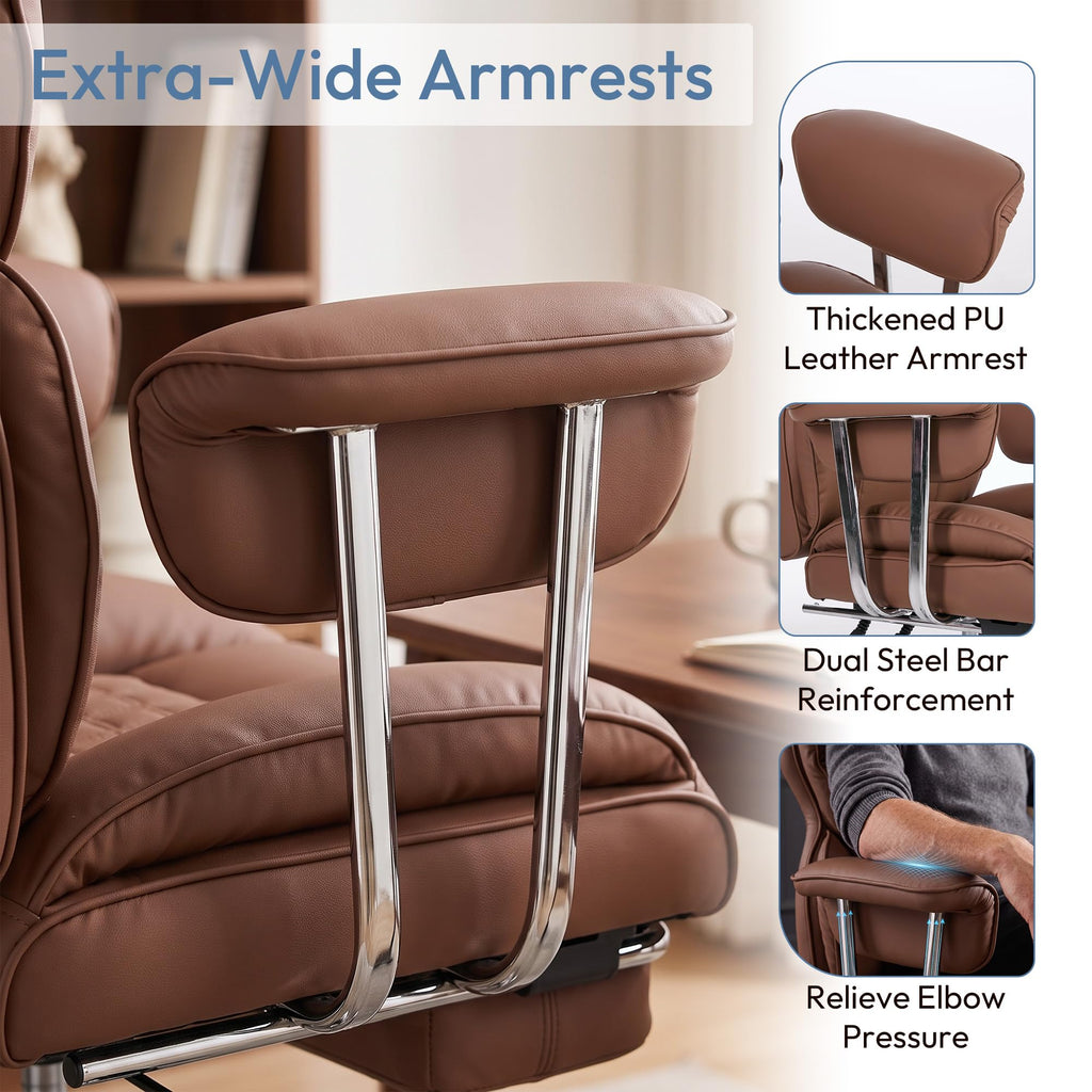 Brown Ergonomic Executive Office Chair with Footrest E736
