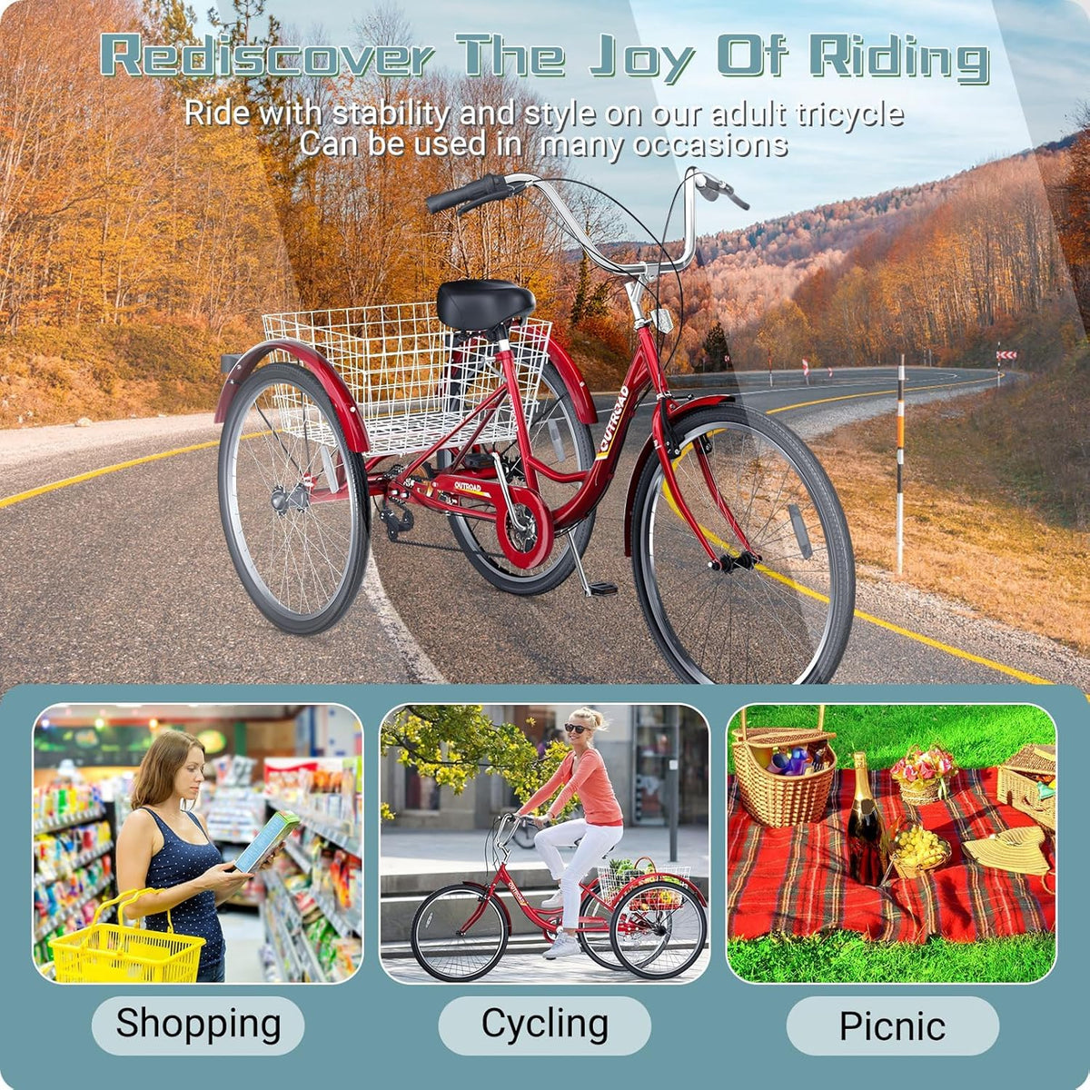 24/26-Inch 3 Wheel Adult Tricycle I8984
