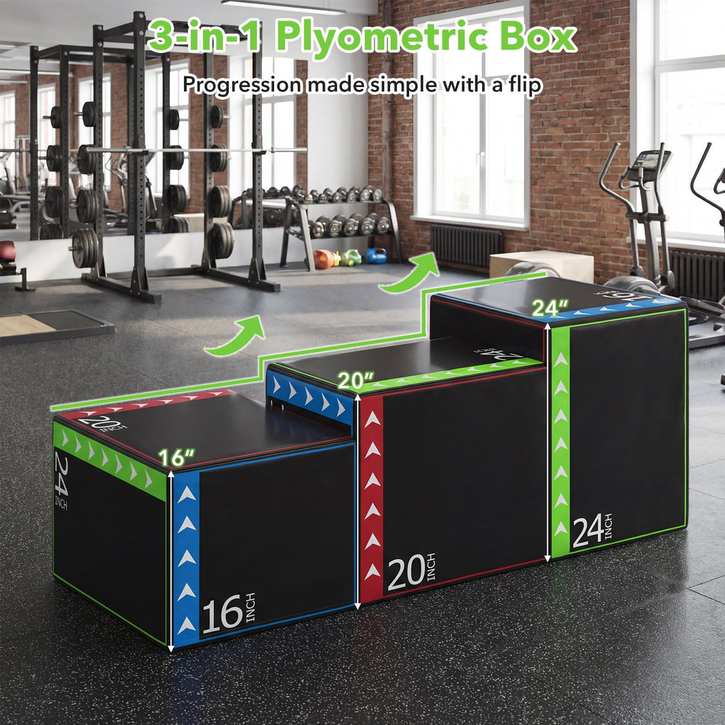 3-in-1 Foam Plyometric Jump Box with Non-Slip Cover G3559