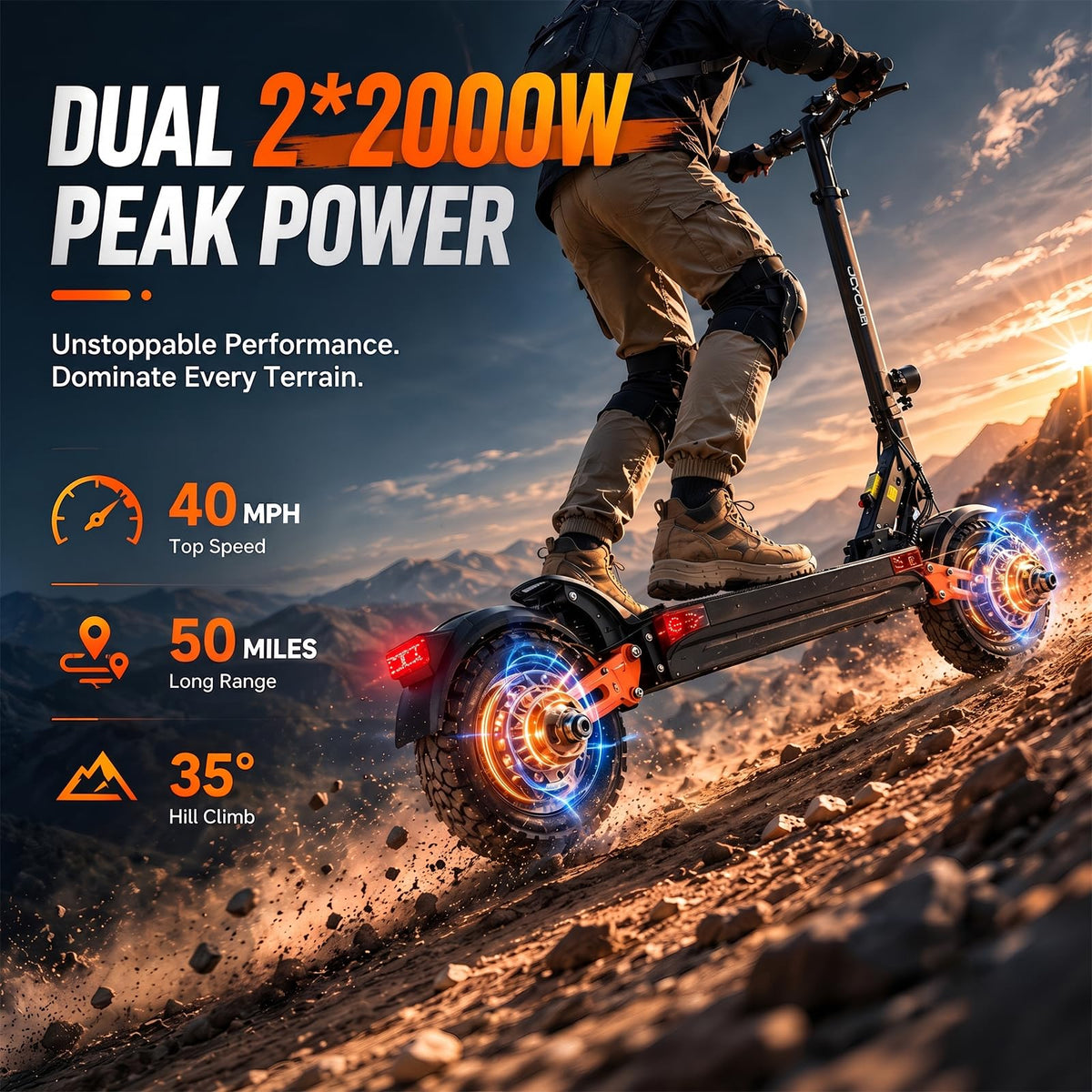 5600W Motor 46 MPH 27Ah Battery 10" Off Road Foldable Electric Scooter U42722