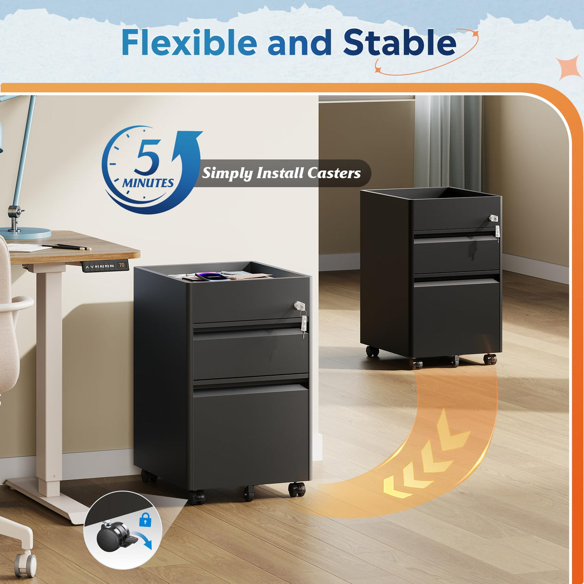 2 Drawer Metal File Cabinet with Lock U20165