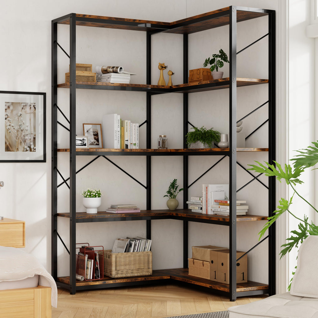 5 Tier L Shaped Corner Bookshelf X6537