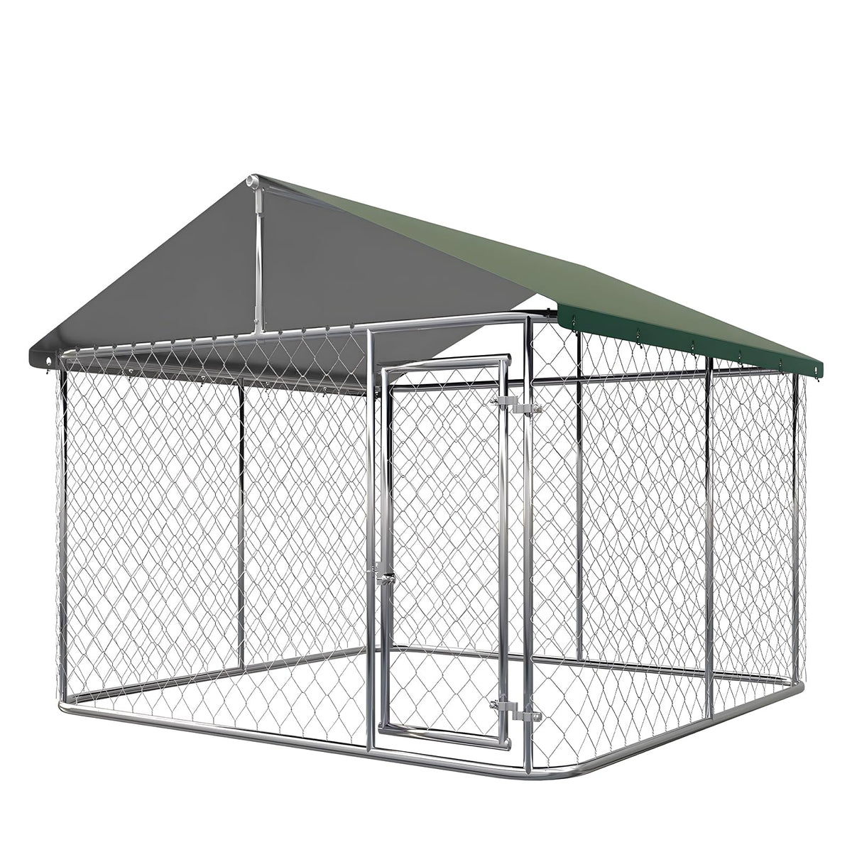 Large Outdoor Dog Kennel with Roof, Heavy Duty Galvanized Steel, 10'x10' Lockable B306783