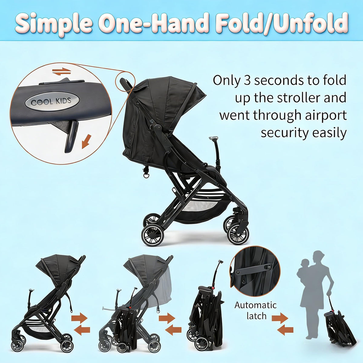 Portable Lightweight Umbrella Stroller with Sun Canopy M24030