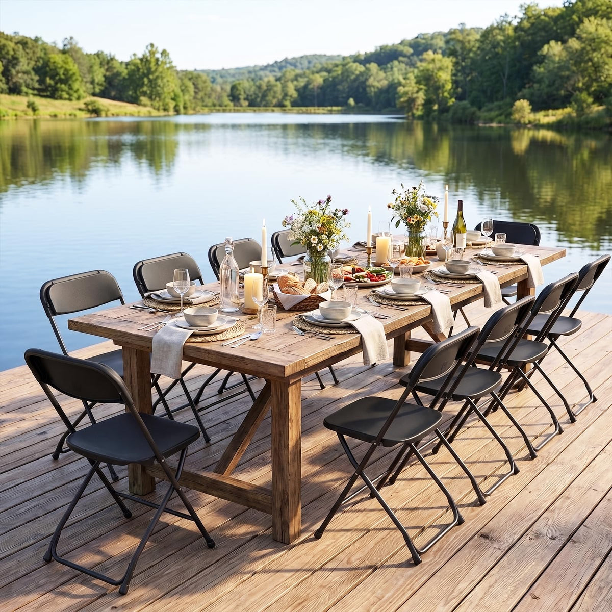 10 Pack Lightweight Stackable Plastic Folding Chairs with Steel Frame U9015