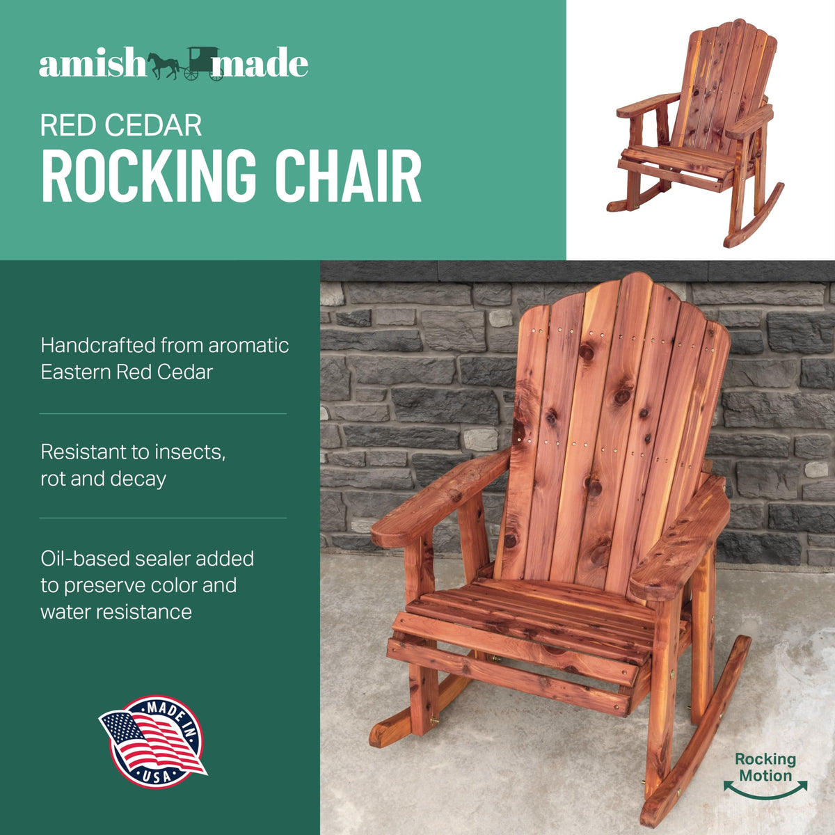 Cedar Adirondack Rocking Chair H7321