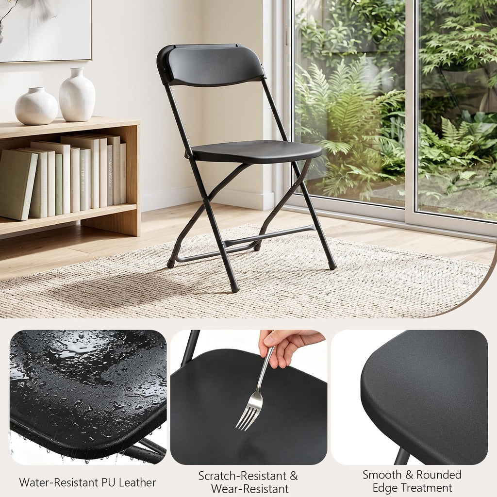 10 Pack Lightweight Stackable Plastic Folding Chairs with Steel Frame U9015