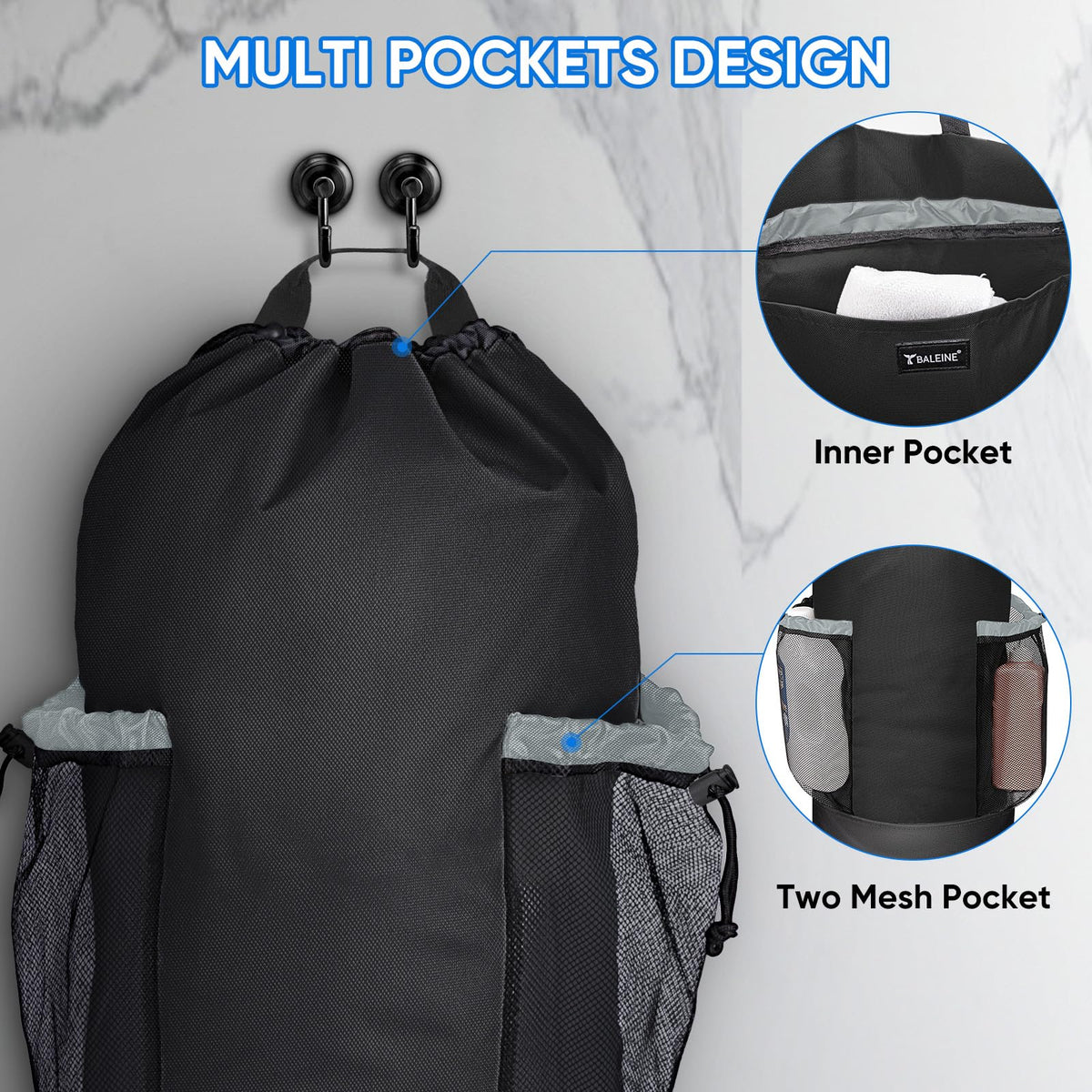 120L Oxford Laundry Bag Backpack with Shoulder Straps M479