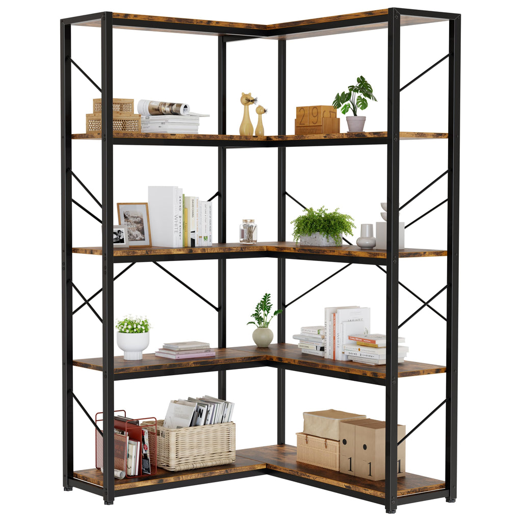 5 Tier L Shaped Corner Bookshelf X6537