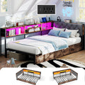 Twin Size Corner Bed Frame with Storage Bookcase Y9339