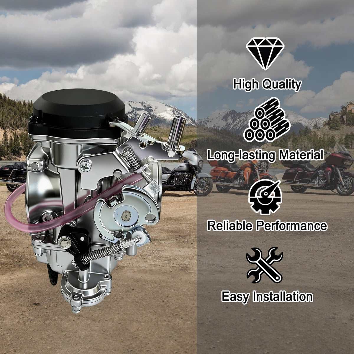 CV40 Carburetor with Choke Cable Replacement V3736