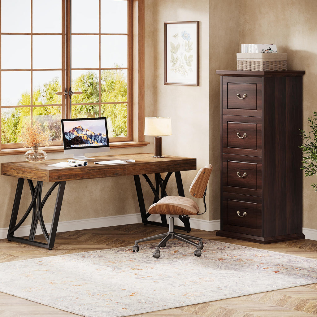 4 Drawer Walnut File Cabinet Q61191