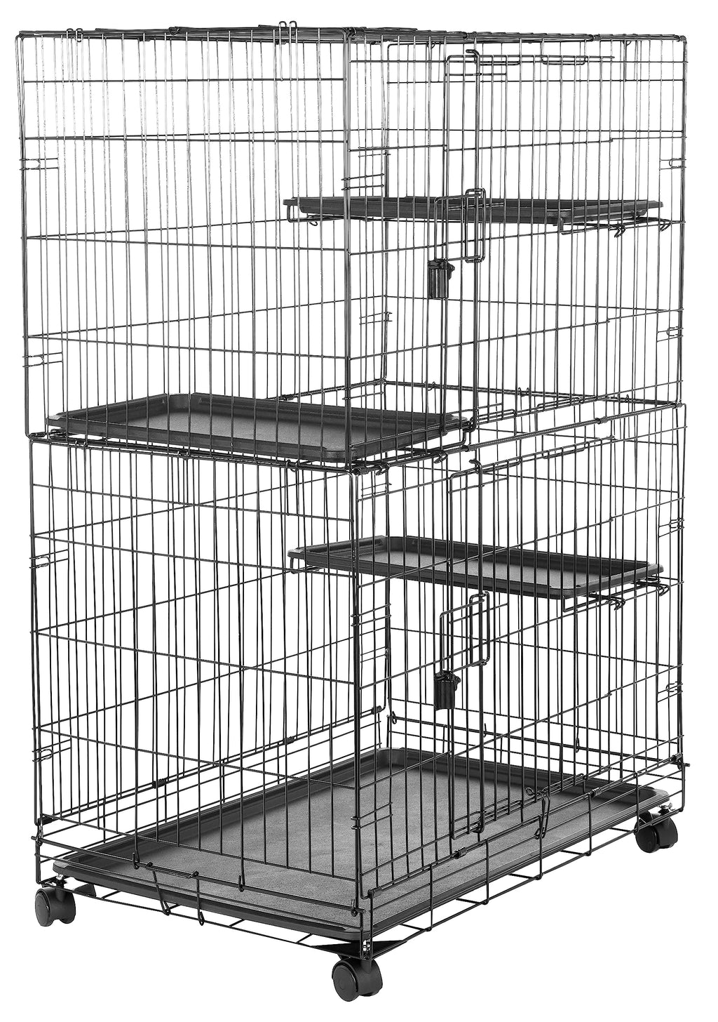 Large 3-Tier Cat Cage Playpen with Removable Tray, Black H453469