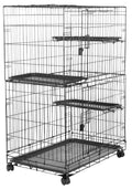 Large 3-Tier Cat Cage Playpen with Removable Tray, Black H453469