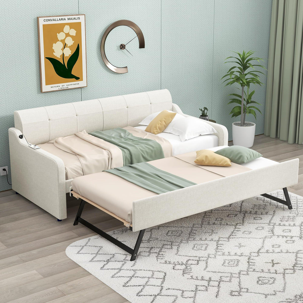 Twin Size Upholstered Daybed with Trundle G6985