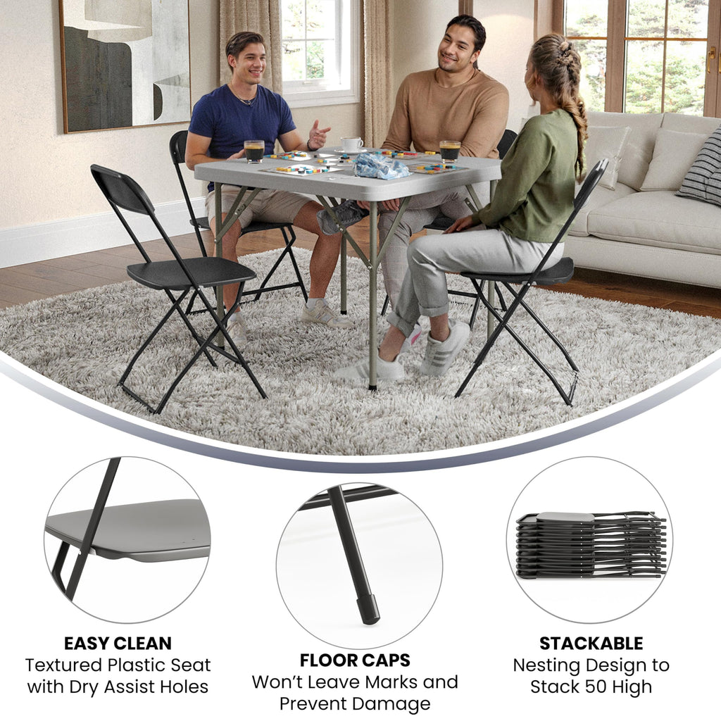 Black Plastic Folding Event Chair 10-Pack T903