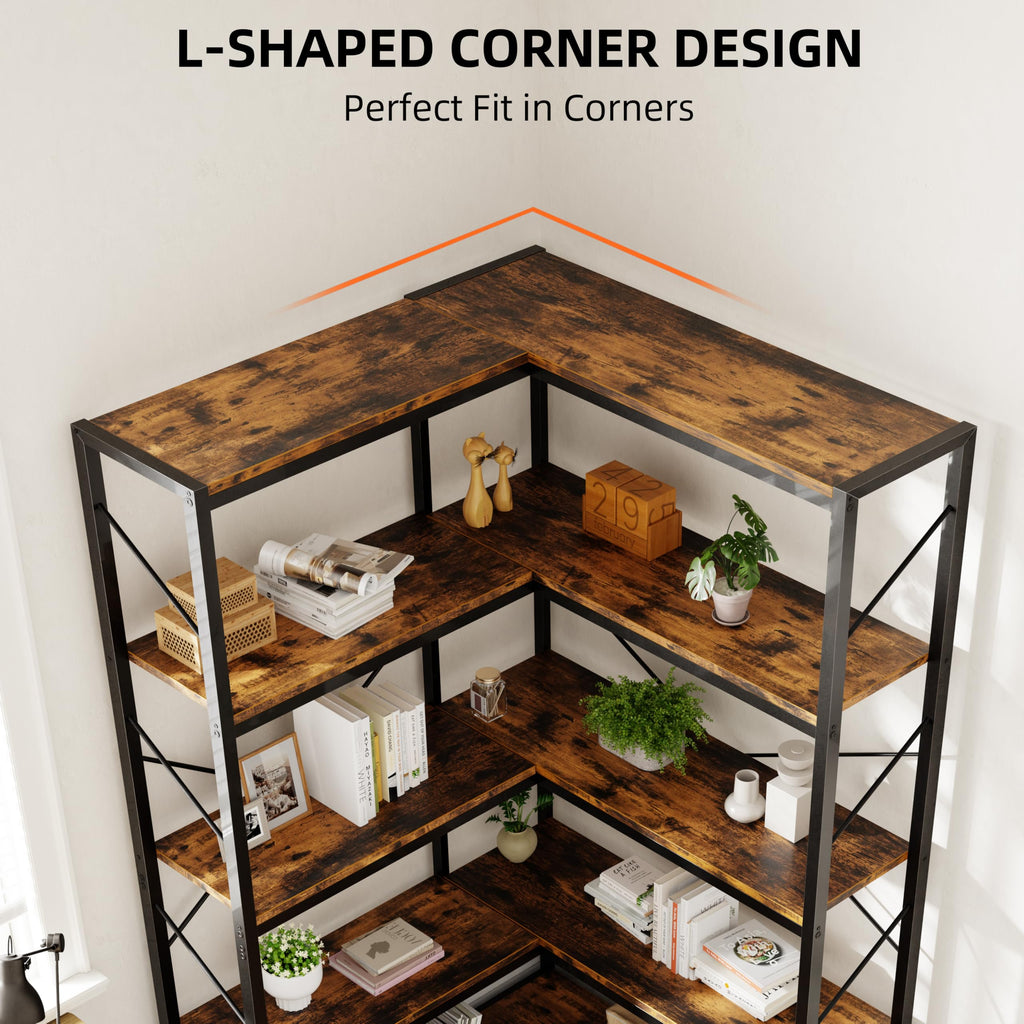 5 Tier L Shaped Corner Bookshelf X6537