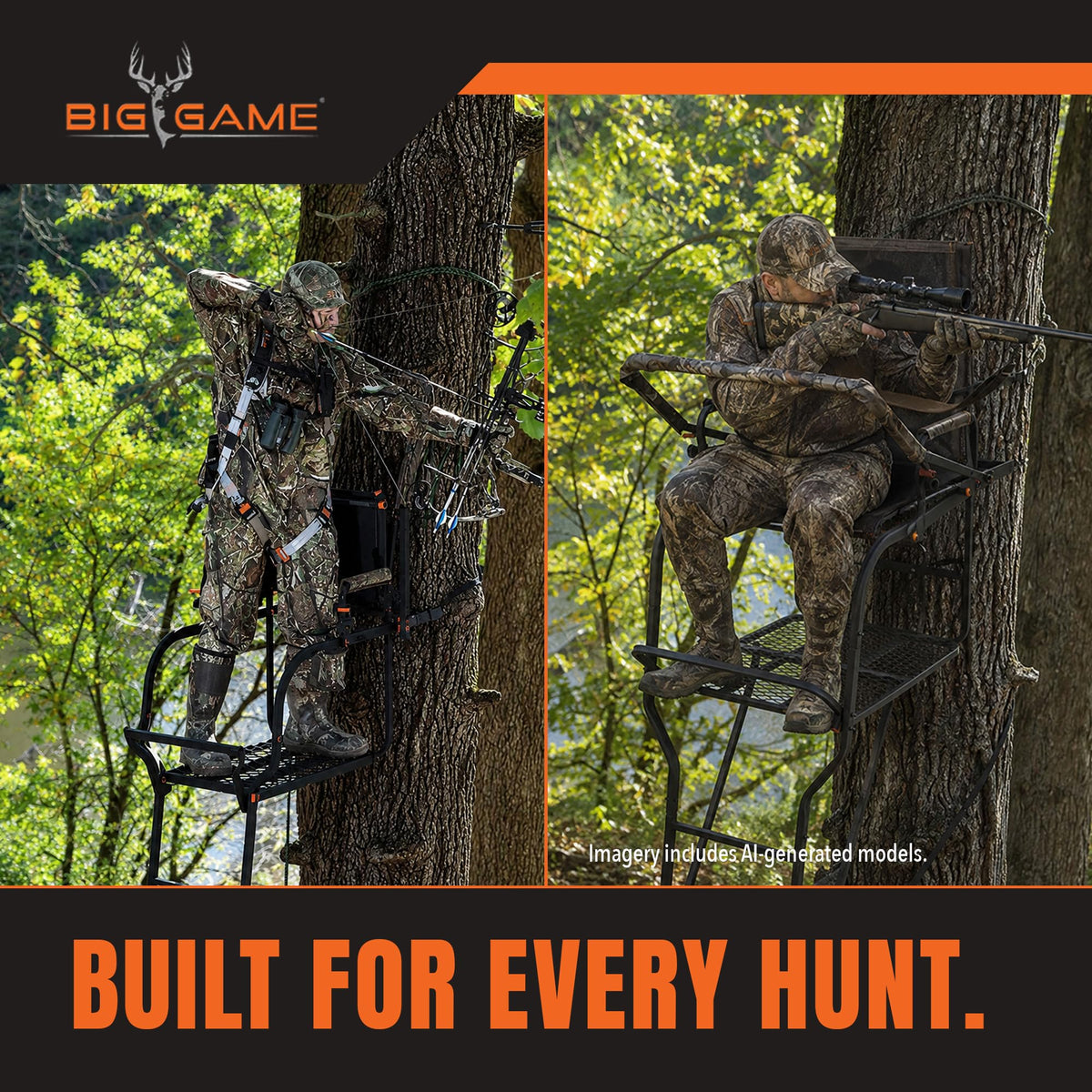 Deer Hunting Ladder Tree Stand with Extra Wide Seat F6241