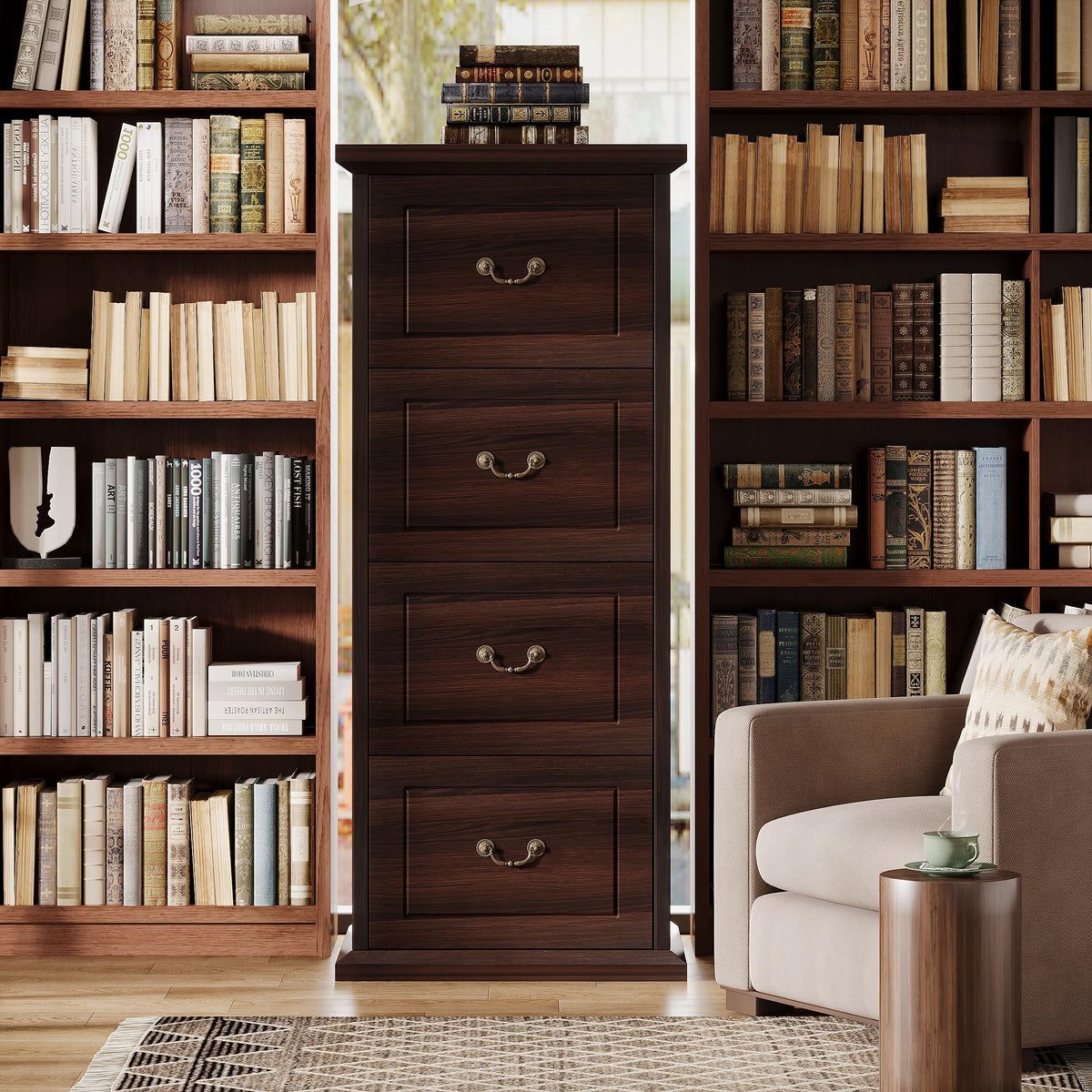 4 Drawer Walnut File Cabinet Q61191