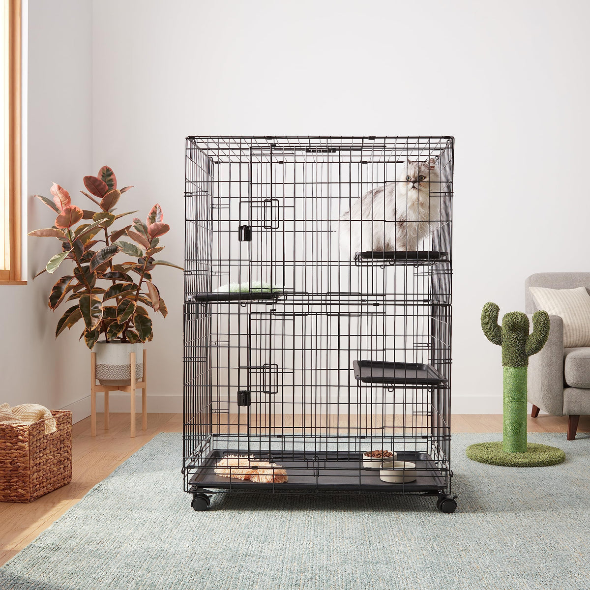 Large 3-Tier Cat Cage Playpen with Removable Tray, Black H453469